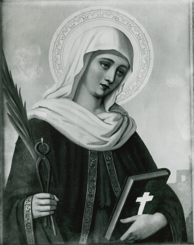 Portrait of Patroness of dentistry Saint Apollonia.