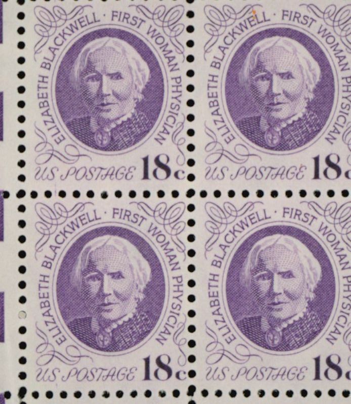 A United States postage stamp in honor of the first woman physician: Elizabeth Blackwell 