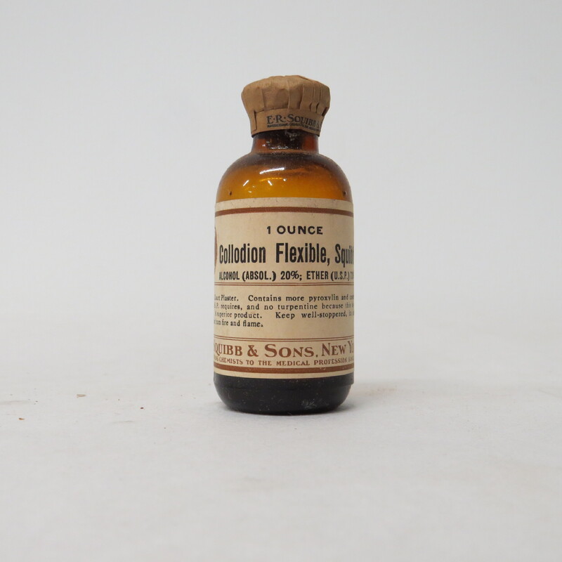 1 glass bottle of Squibb's flexible collodion