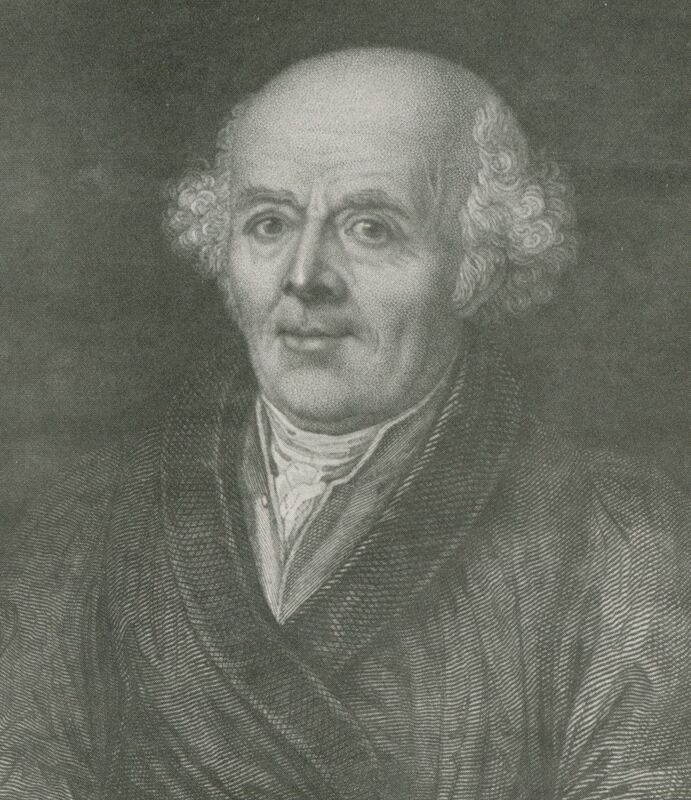 Portrait of German physician Samuel Hahnemann. 