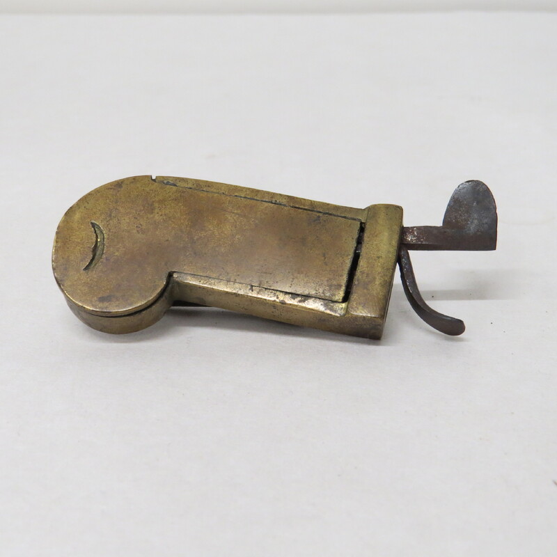 Large brass spring lancet with brass release lever and steel blade