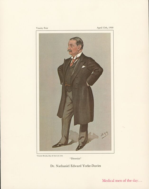 Colored portrait of Nathaniel Edward Yorke-Davies featured in Vanity Fair, April 12th, 1900.