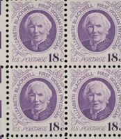 A United States postage stamp in honor of the first woman physician: Elizabeth Blackwell 