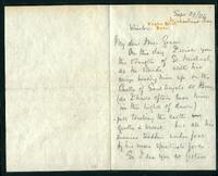 Transcription:
September 29, 1884
Michaelmas Day
Claydon House
Winslow, [Buckinghamshire]
My dear Mrs. Green
On this day I wish you the strength of St. Michael, as he stands, with his wings bearing him up, on the Castle of Sant’Angelo at Rome (as I have often seen him in the light of dawn) – just torching the earth, gentle & sweet, but all his enemies trodden under foot by his mere spiritual force. So, I see you at Girton