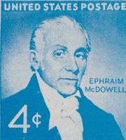 Portrait of American physician Ephraim McDowell.
