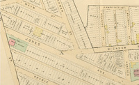 Yellow map showing Wayn St, Jones Ave, and Dickson St. Western Penn Medical College is a pink square on the left side of the map on Jones Ave.